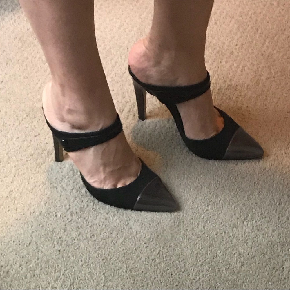 Next black and gunmetal mules